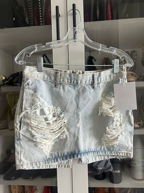 One Teaspoon free love Jean mini low rise pencil skirt $170 Sz 24